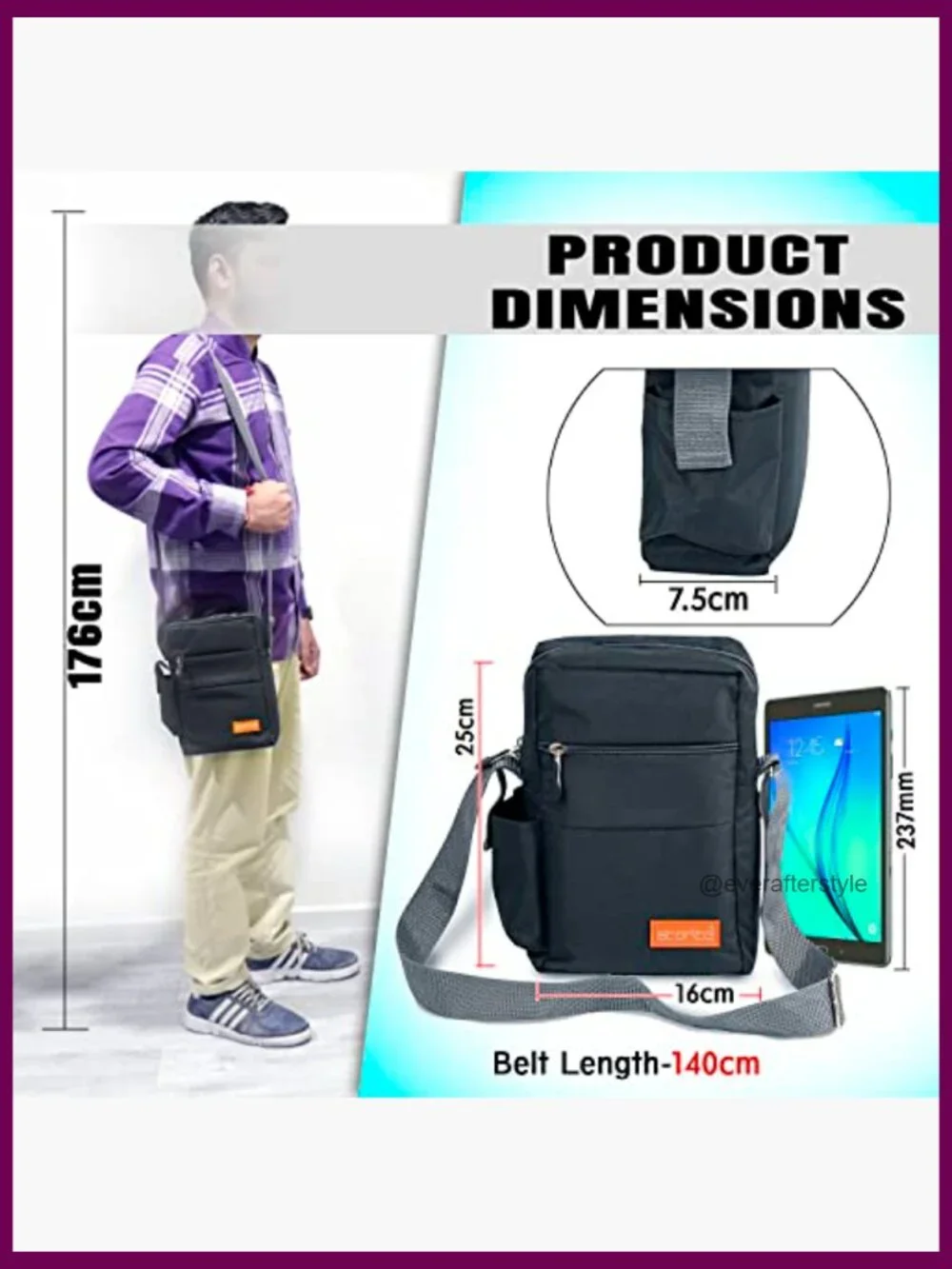Padded Nylon Sling Cross Body Messenger Bag for Travel Office Business